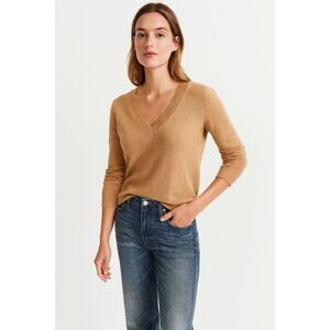 J. CREW Tan V Neck Italian Cashmere Pullover Sweater Top  Women's Size XS